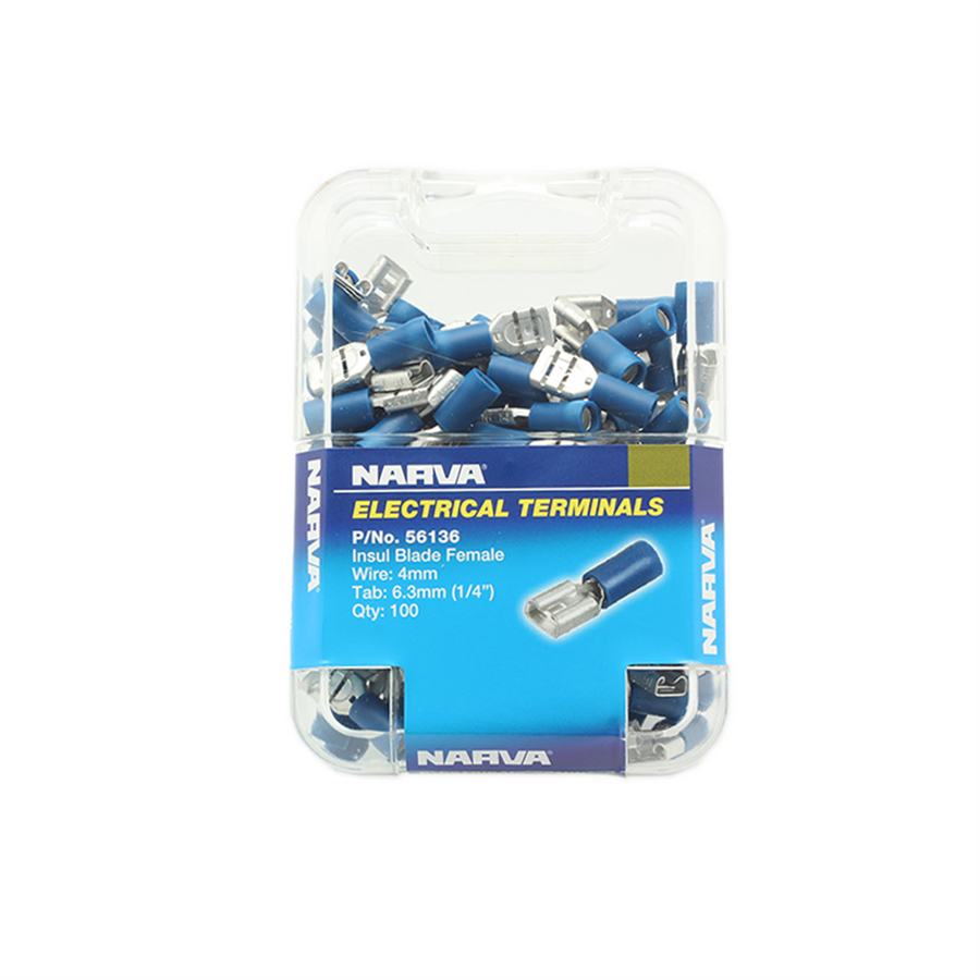 Narva Female Blade Terminal - 6.3x0.8mm - Flared Vinyl - 100 Pack - SuperSaverAU - view 1