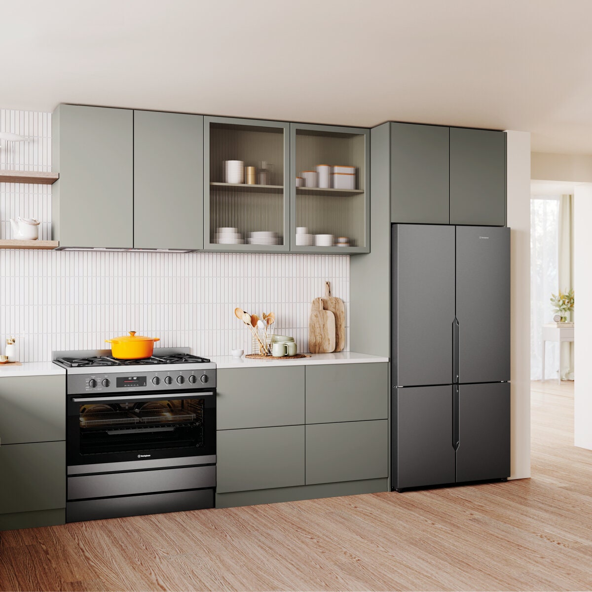 Westinghouse 90cm Dual Fuel Pyrolytic Oven - Dark Stainless Steel, SteamBake, AirFry - WFEP9717DD