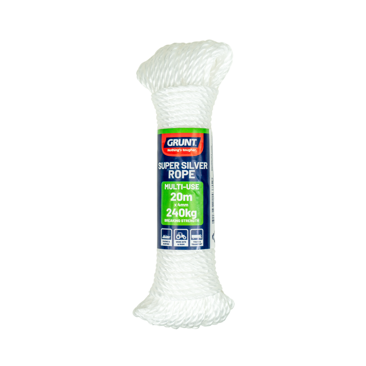 Grunt Supersilver Rope 4mm x 20m White Polypropylene Weather Resistant - SuperSaverAU - view 1