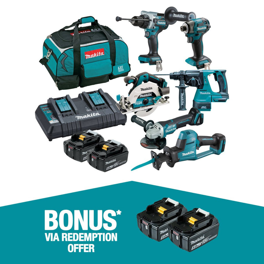 Makita 18V Brushless 6 Piece Combo Kit DLX6136TX1 - Durable Tools - Ergonomic Design - SuperSaverAU - view 1