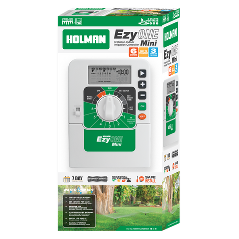 Holman Ezyone Mini 6 Station Irrigation Controller - 30mm x 140mm x 110mm - Grey - SuperSaverAU - view 1