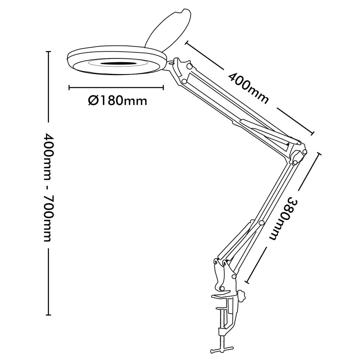 Brilliant 78cm Black Spy Magnifying LED Clamp Lamp - 1.5x Magnification, 500 Lumen - SuperSaverAU - view 4