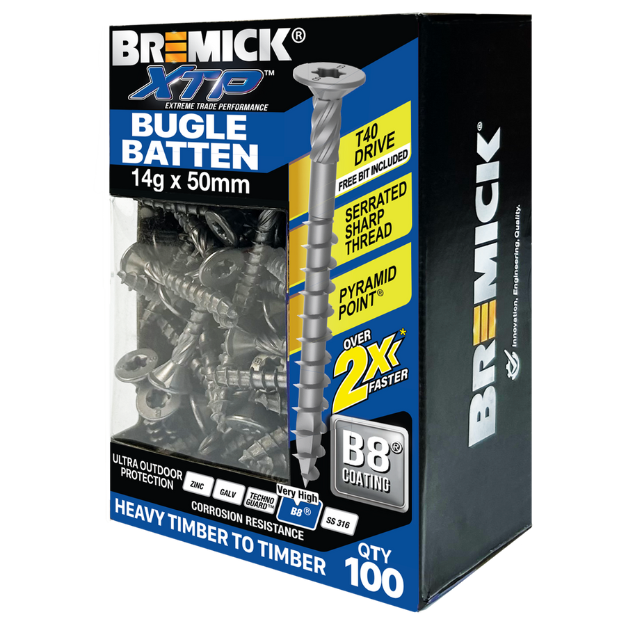 Bremick XTP Bugle Batten 14g x 50mm T40 B8 - 100 Pack - Fast Installation - SuperSaverAU - view 1