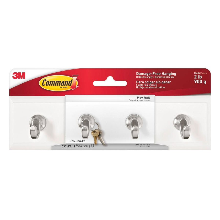 Command White Key Rail Rack 1 Pack - 204mm Plastic - Damage-Free Hanging - SuperSaverAU - view 1