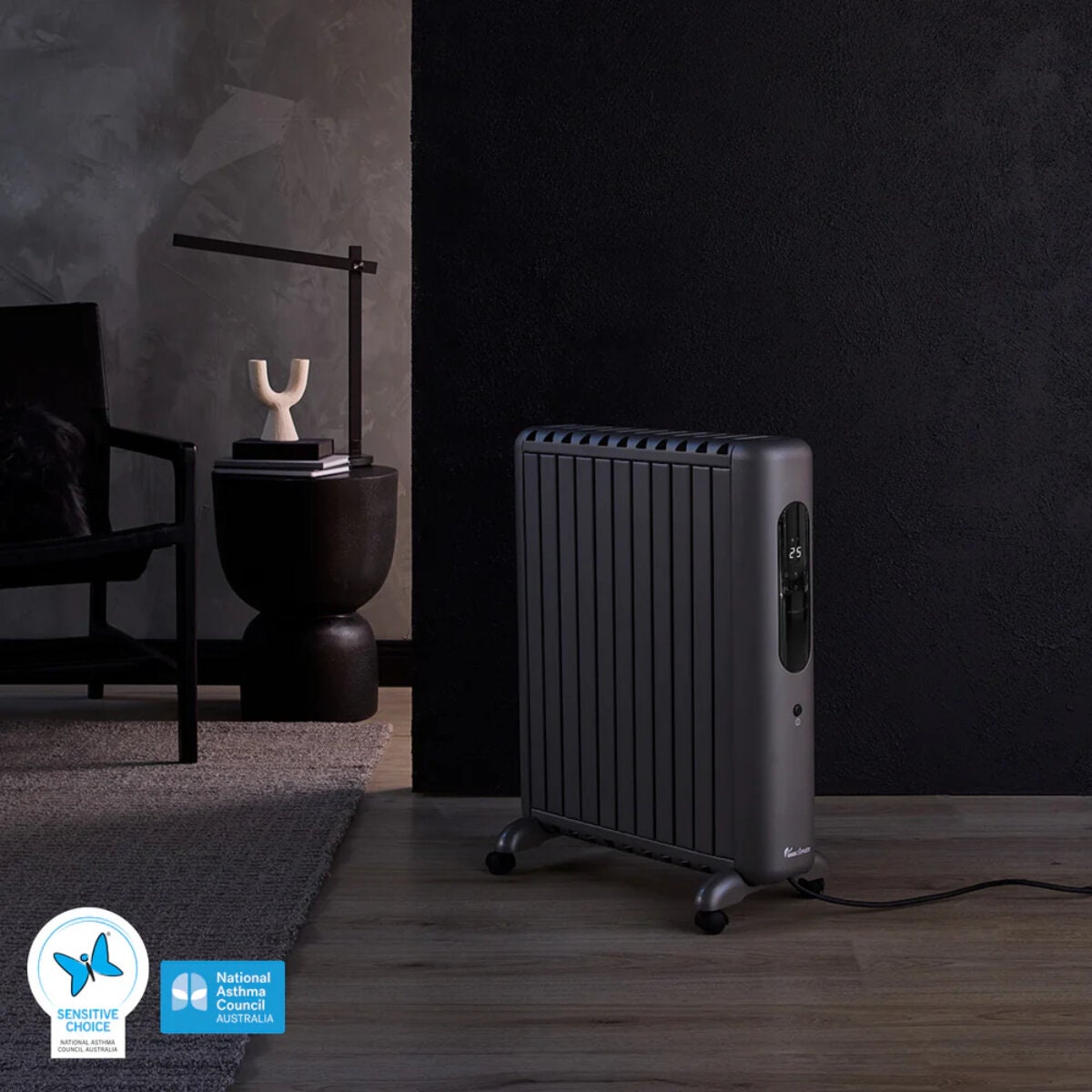 Ausclimate SmartEnclosure Large+ 11 Fin 2400W Oil Filled Heater - Wi-Fi Control - Charcoal - ACOC2411