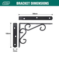 Carinya 200 x 150mm Dark Grey Powder Coated Steel Scroll Stayed Bracket 200kg