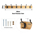 Adoored 6 Double Hook Pine Board Decorative Hook Rack, Timber/Black