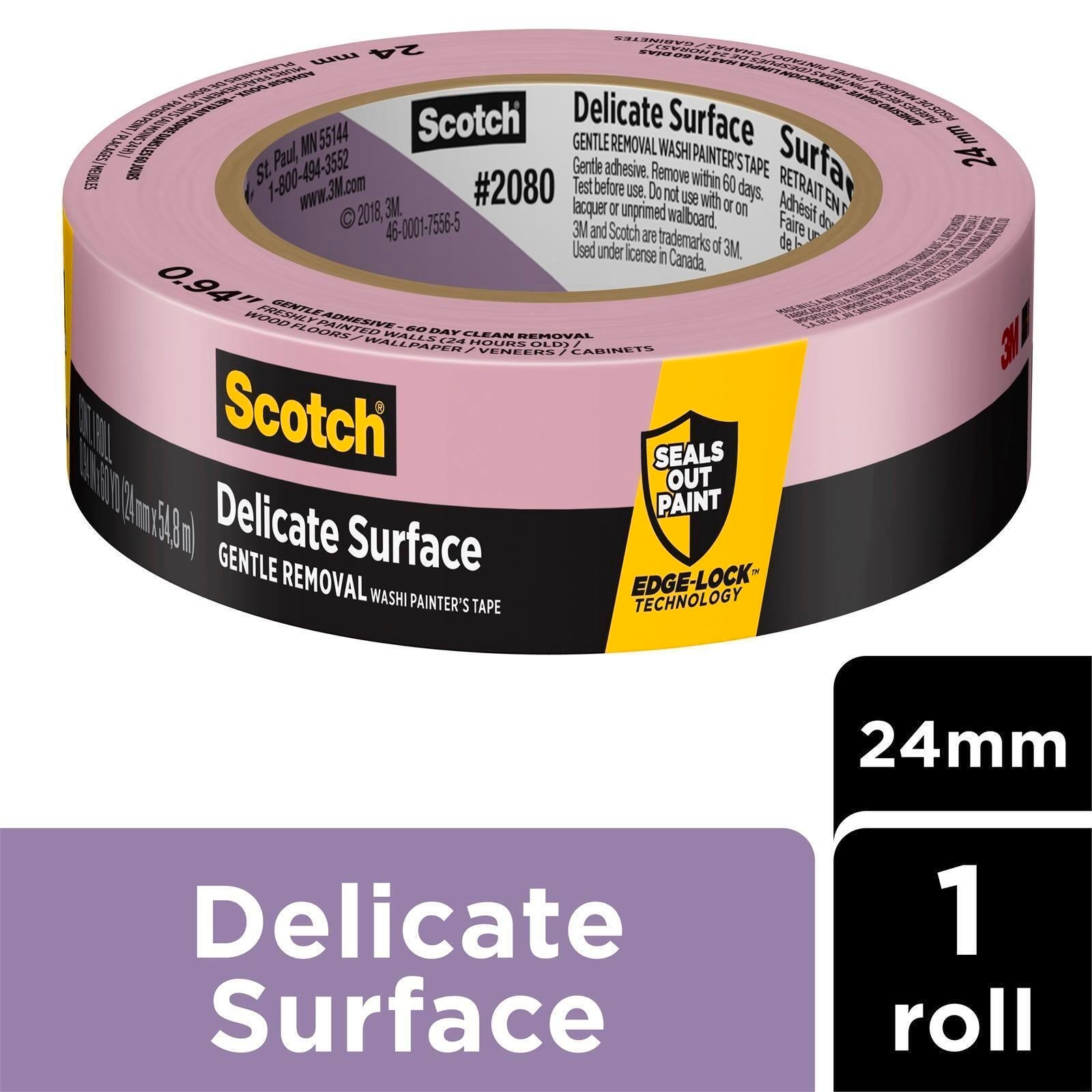 Scotch 24mm x 55m Delicate Surface Gentle Removal Painter's Masking Tape, Purple