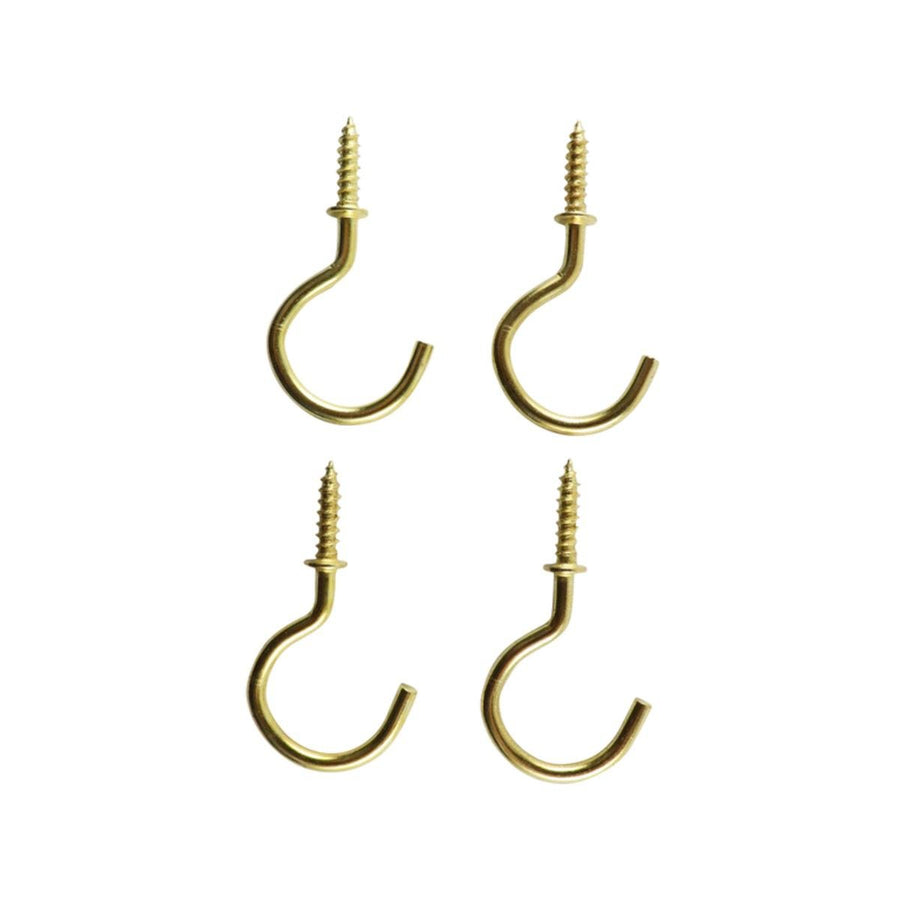Everhang Cup Hooks - 18mm - Brass Plated - Easy Installation - 4 Pack - SuperSaverAU - view 1
