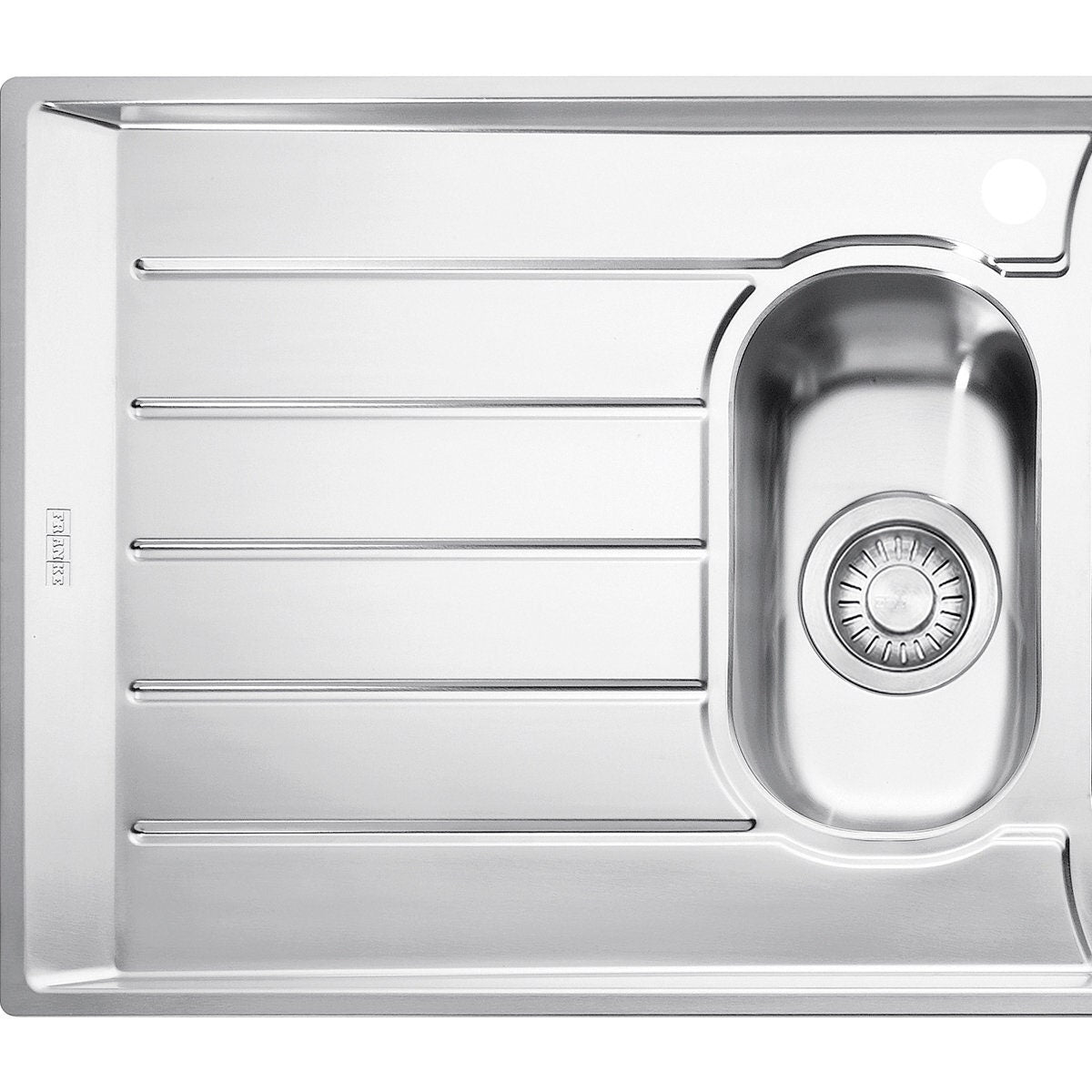 Franke 1 and 1/4 Bowl Topmount Sink - Left Hand Drainer, 18/10 Stainless Steel, 27L Main Bowl - NEX651LHD