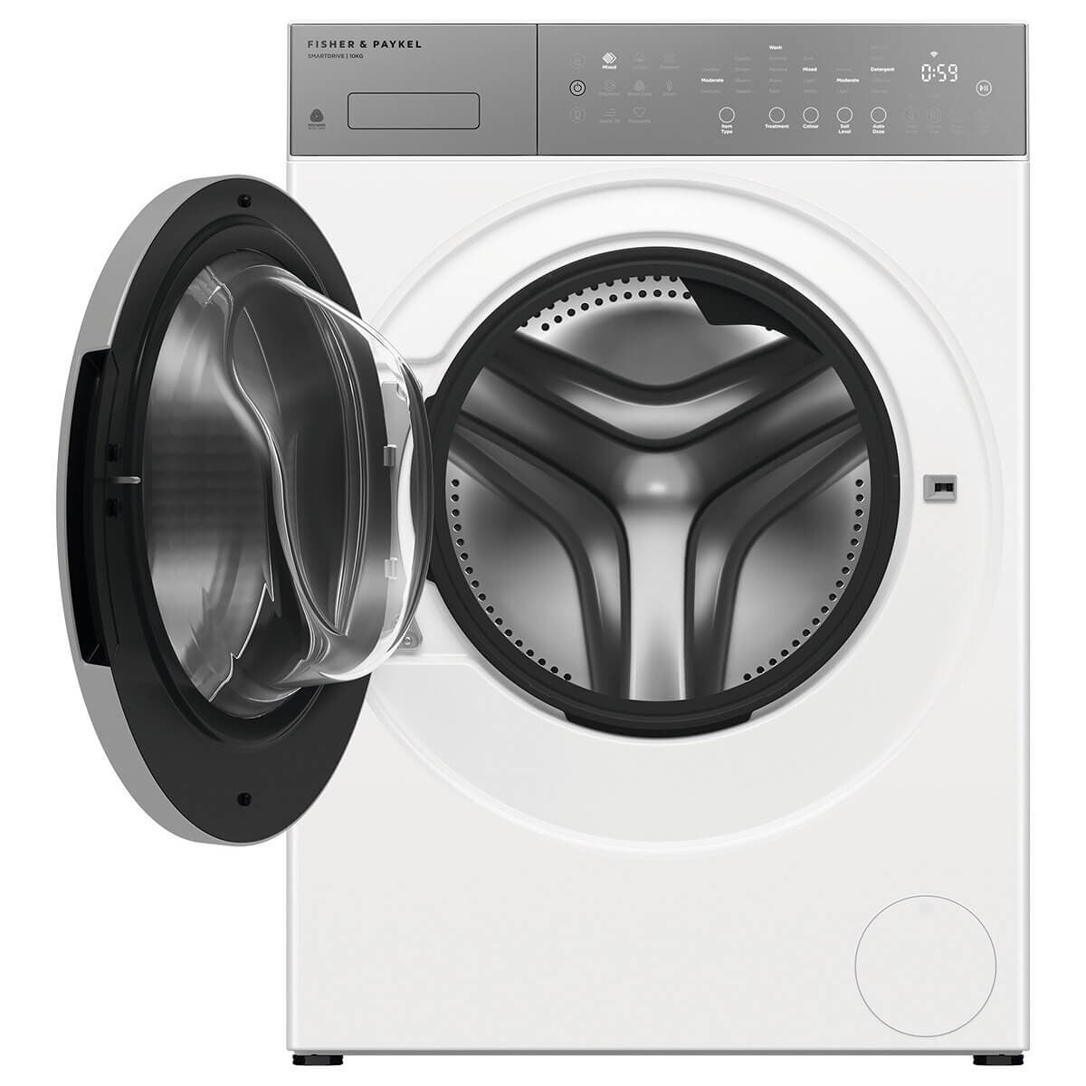 Fisher & Paykel Series 5 10kg Front Loader - White, FlexiDose Auto Dosing, Steam Refresh - WH1060P5