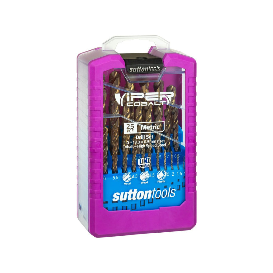Sutton Tools 25 Piece Metric Viper Cobalt Drill Set - 118° Split Point - Durable - SuperSaverAU - view 1