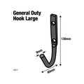 Everhang Large Black J Bolt Hook - 40mm x 130mm - Durable Steel - Garage Storage - SuperSaverAU - view 2