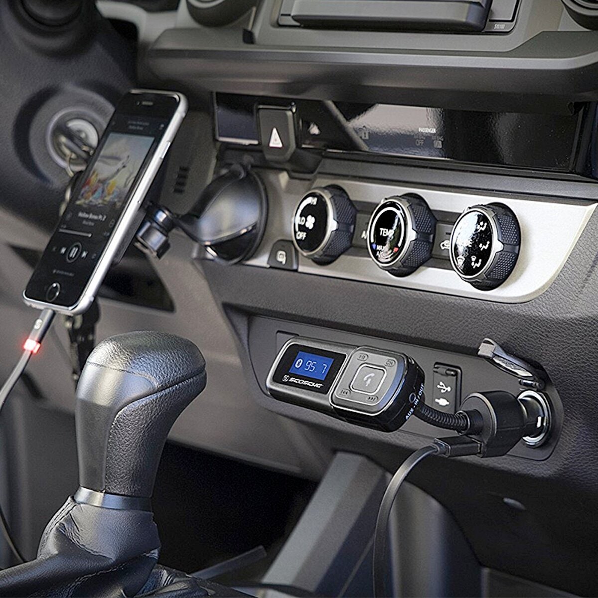 Scosche Bluetooth handsfree car kit with FM transmitter - 2.1A USB charge port - Black - BTFMA