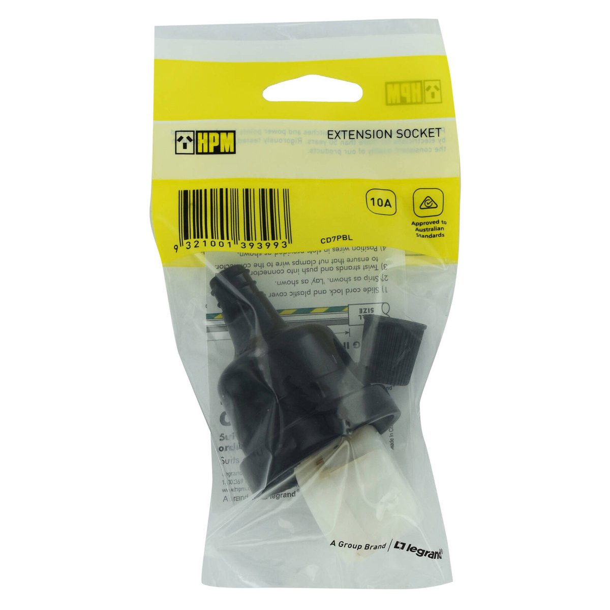 HPM 10 Amp 3 Pin Extension Cord Socket - 240V - Black - Durable & Safe - SuperSaverAU - view 3