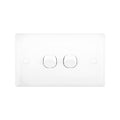 DETA White Solid Plate Double Switch - 2 Gang Polycarbonate 240V