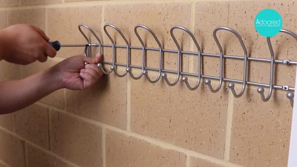 Adoored 6 Hook Satin Chrome Wire Deco Hook Rack Steel
