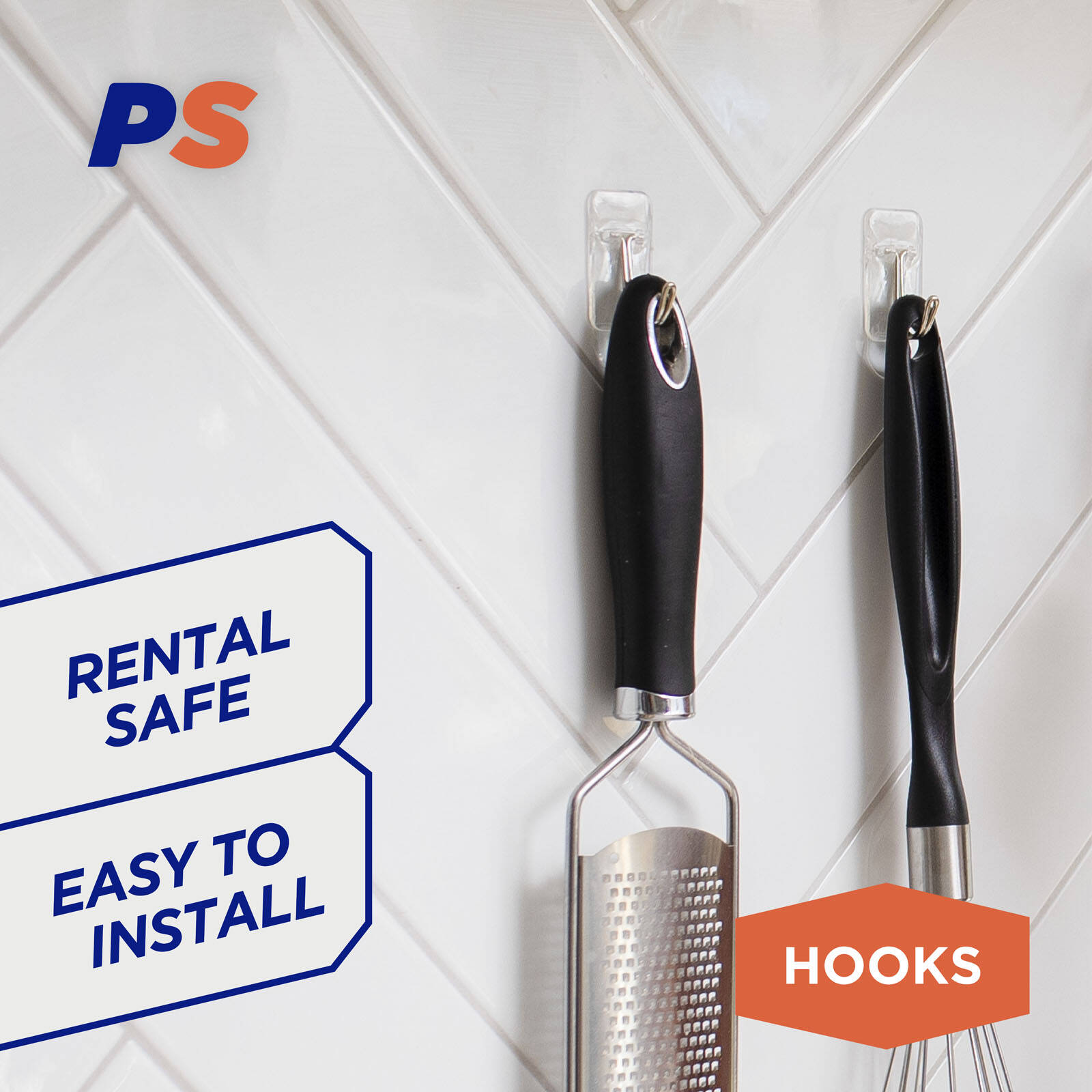 Permastik Small Clear Kitchen Hooks - 9 Pack Plastic Self-Adhesive