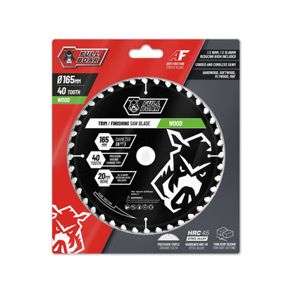 Full Boar 165mm 40t Circular Saw Blade - Trade Series - Steel