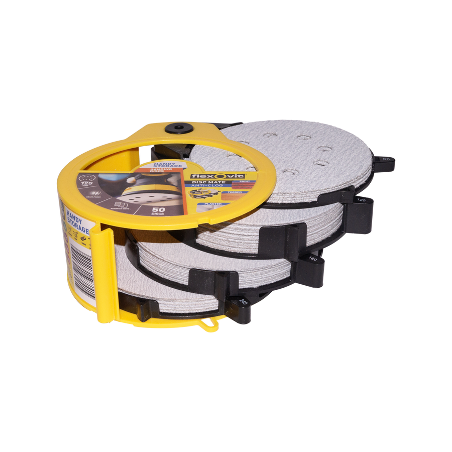 Flexovit 125mm 8 Hole Round Orbital Sandpaper Disc - 50 Pack for 125mm Sanders