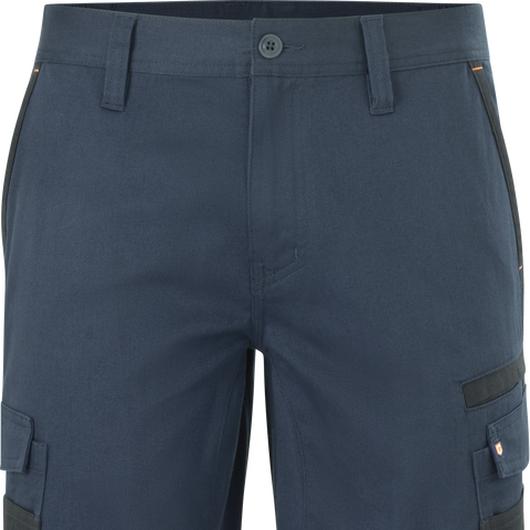 Citeco Navy Cotton Stretch Cargo Mid Shorts - 245gsm Twill, Size 82R