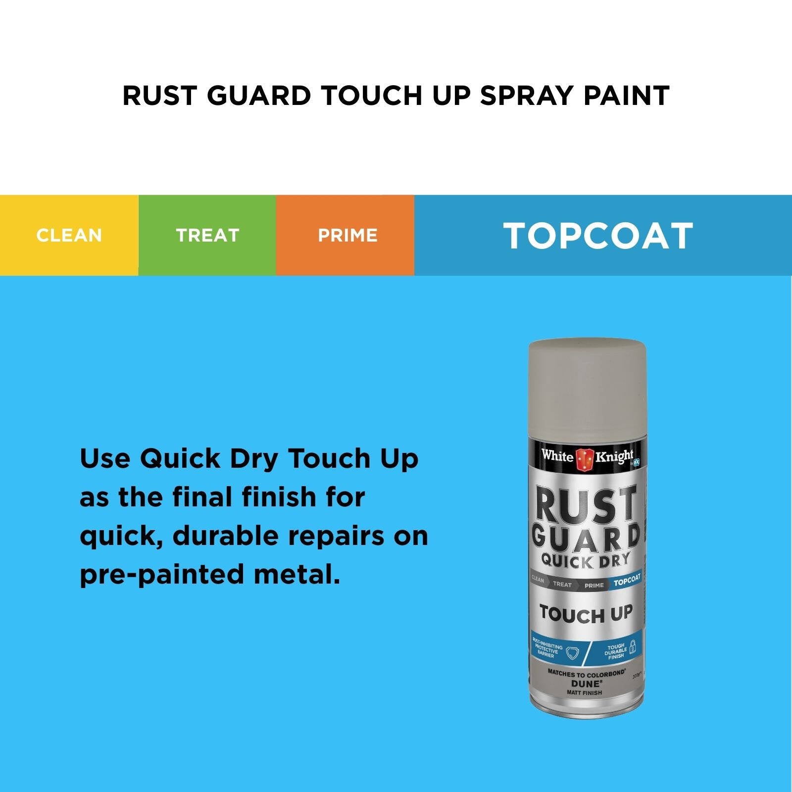 White Knight Rust Guard 300g Dune Matt Quick Dry Touch Up Spray Paint