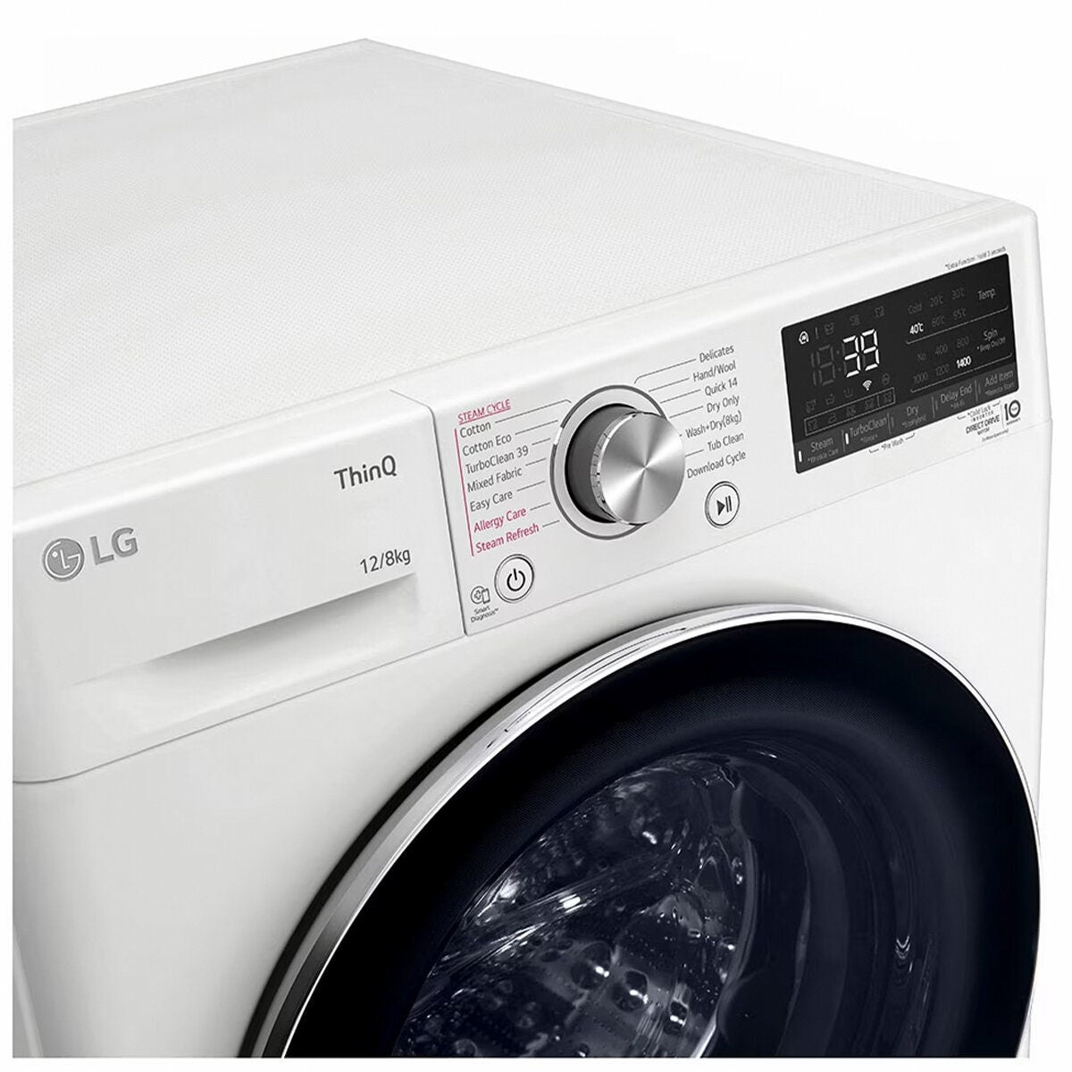 LG Series 9 12kg/8kg Front Load Washer Dryer Combo - Steam, Direct Drive Motor - White - WVC9-1412W