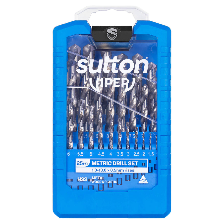 Sutton Tools 1.0-13.0mm Viper Metric Drill Bit Set, 25 Piece, M2 HSS