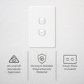 Deta X6 Gloss White Double Vertical Switch - 2 Gang - Polycarbonate - Durable - SuperSaverAU - view 2