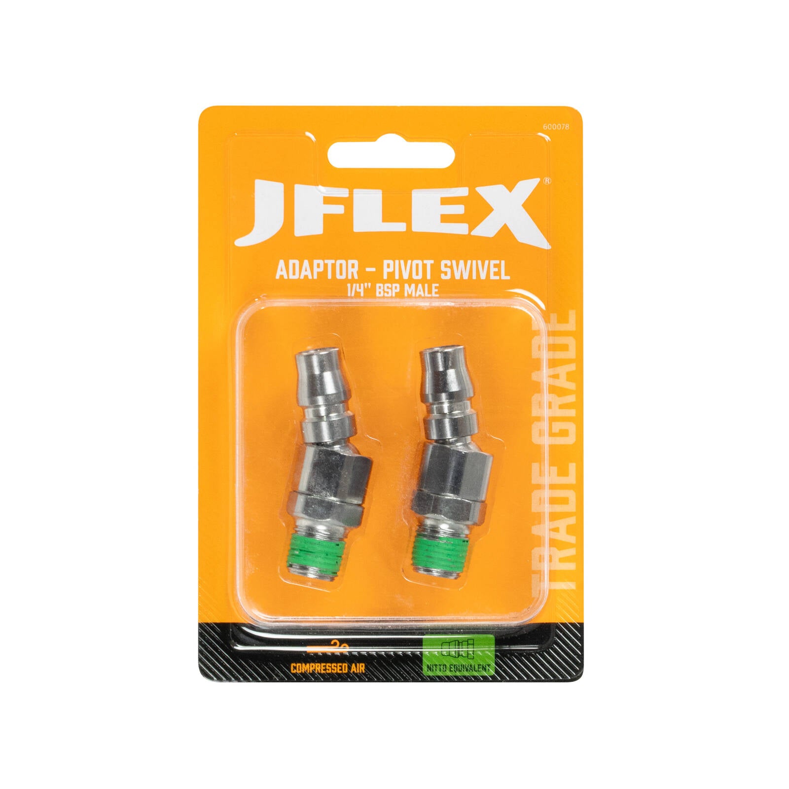 JFLEX Swivel Adaptor 1/4" BSP Male - Nitto Equivalent - 2 Pack