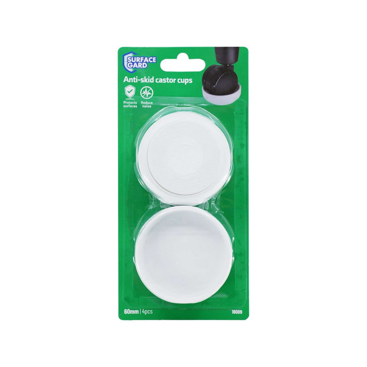 Surface Gard Non Slip Castor Cup - 60mm - White - 4 Pack - Floor Protection - SuperSaverAU - view 5