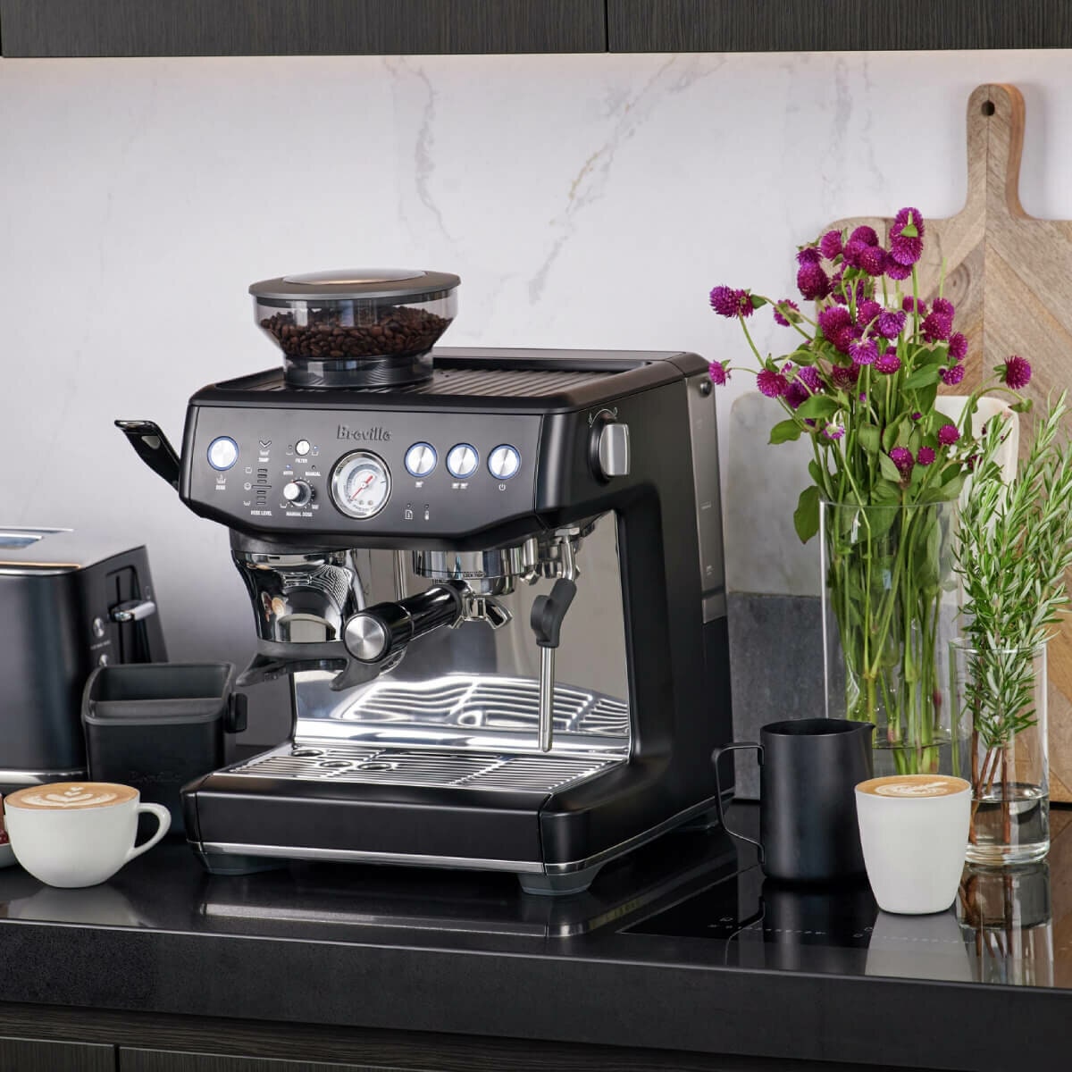 Breville Barista Express Impress Coffee Machine - Assisted Tamping, Black Truffle - BES876BTR4IAN1
