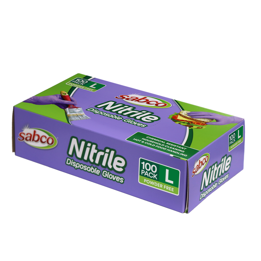 Sabco Large Purple Nitrile Disposable Gloves - 100 Pack