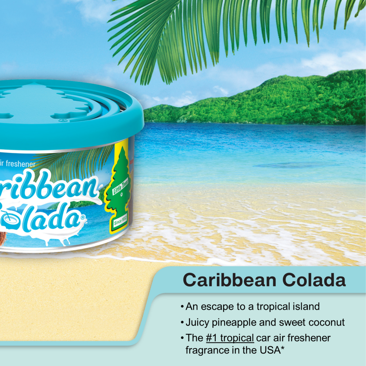 Little Trees Caribbean Colada Air Freshener Fiber Can - 30g - Long-Lasting Scent - SuperSaverAU - view 3