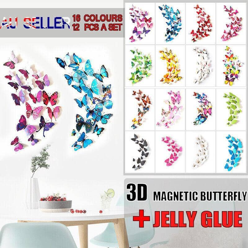 3D Butterfly Magnetic Wall Stickers Room Decor - 7015, Pack of 12 - view 2