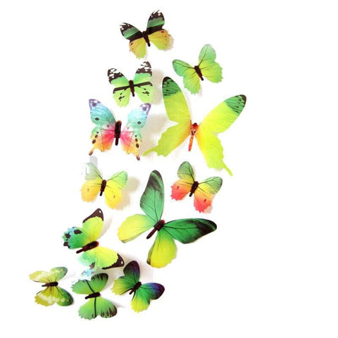 3D Butterfly Wall Stickers Removable Decals - Style 7501, Pack of 12
