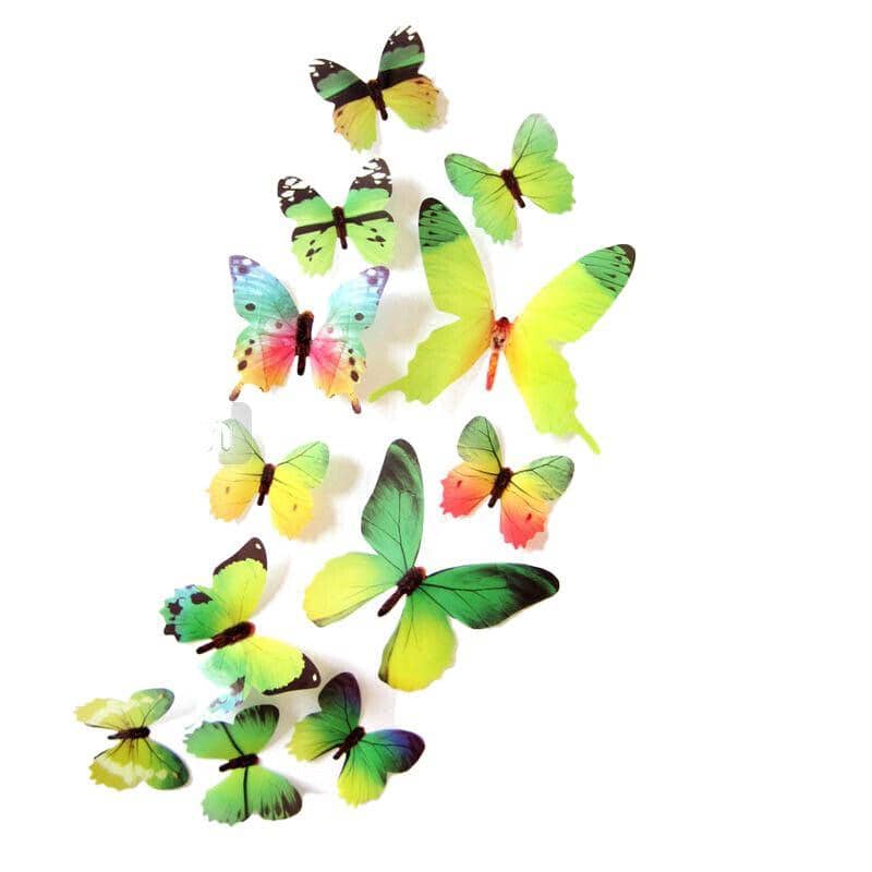 3D Butterfly Wall Stickers Removable Decals - Style 7501, Pack of 12