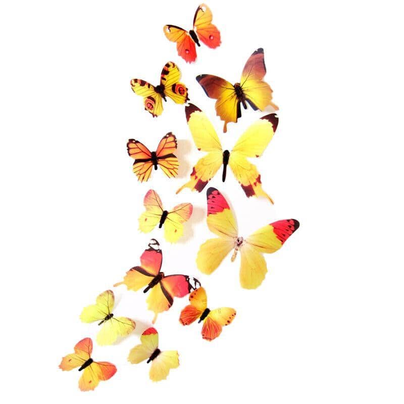 3D Butterfly Wall Stickers Removable Decals - Style 7502, Pack of 12