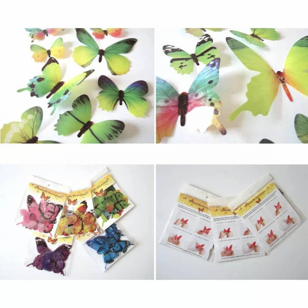 3D Butterfly Wall Stickers Removable Decals - Style 7503, Pack of 12 - view 5
