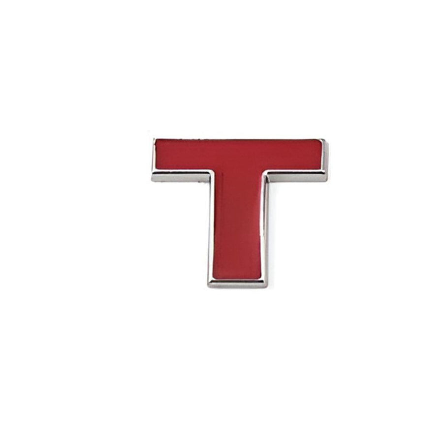 3D Car Letter Badge Self-Adhesive Emblem - Red Letter T