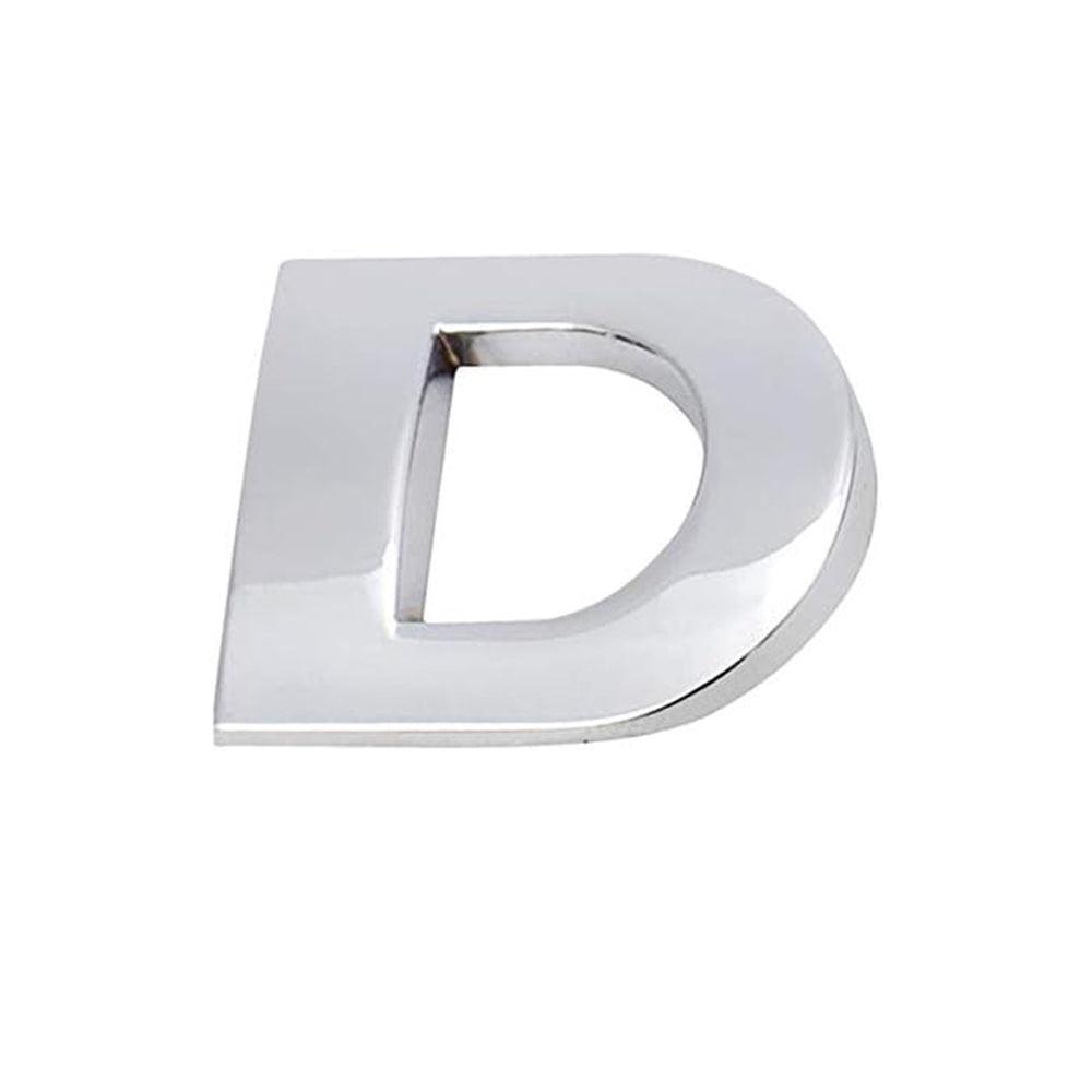 3D Chrome Car Letter Badge Self-Adhesive Emblem - Letter D