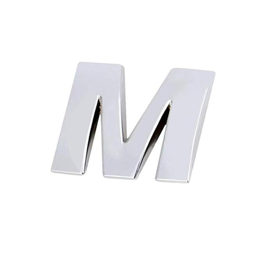 3D Chrome Car Letter Badge Self-Adhesive Emblem - Letter M