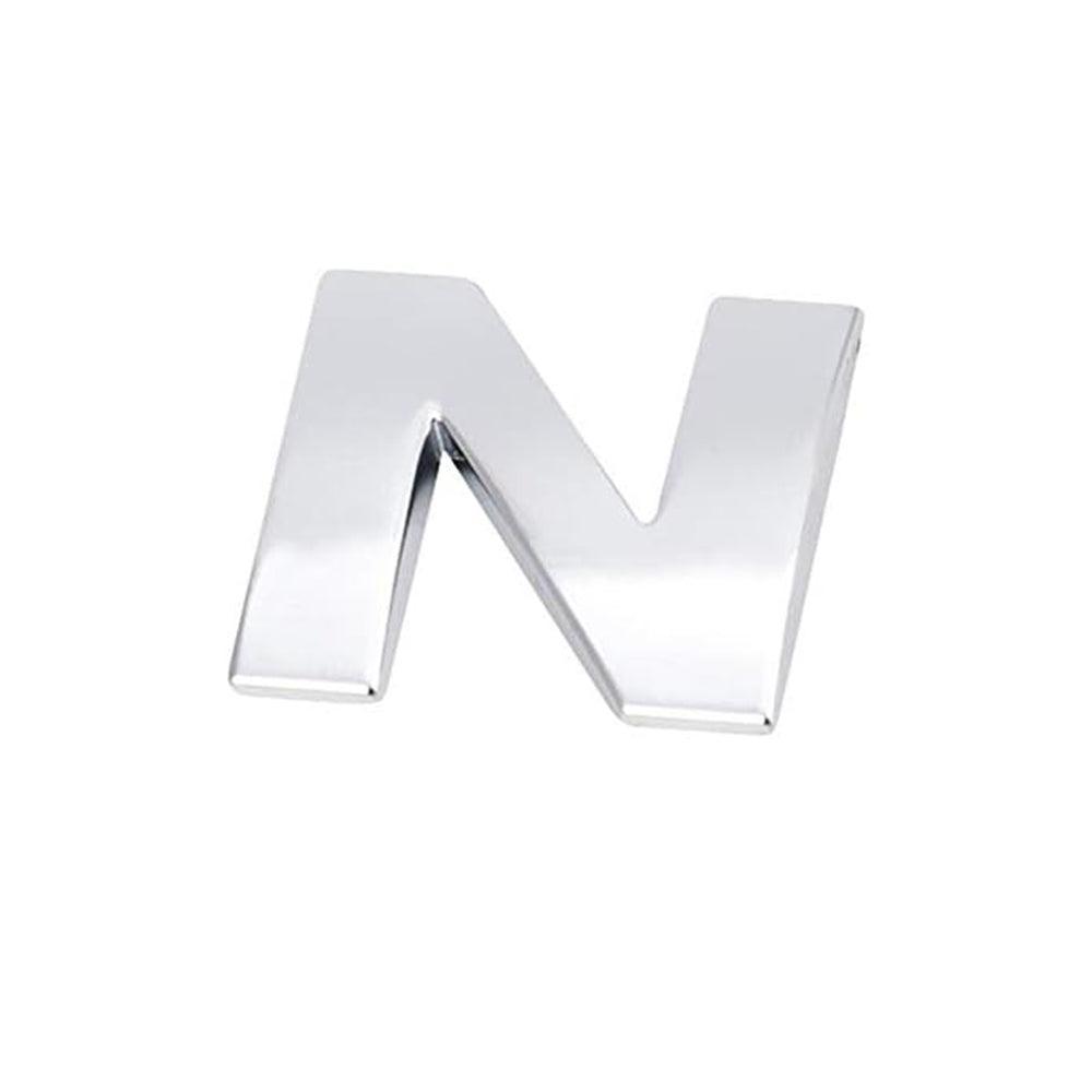 3D Chrome Car Letter Badge Self-Adhesive Emblem - Letter N