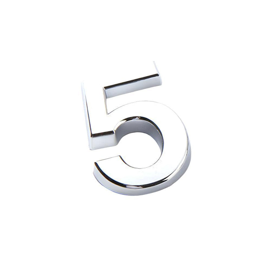 3D Chrome Car Number Badge Self-Adhesive Emblem - Number 5