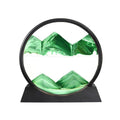 3D Deep Sea Moving Sand Art Picture Round Glass Quicksand Painting - Green