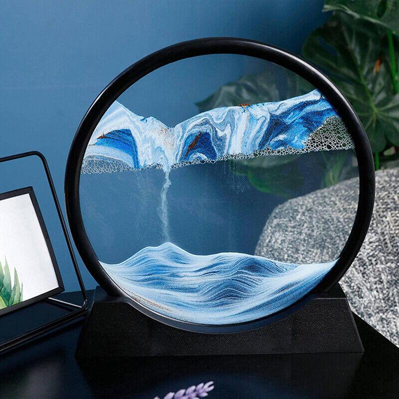 3D Deep Sea Moving Sand Art Picture Round Glass Quicksand Painting - Purple - view 7