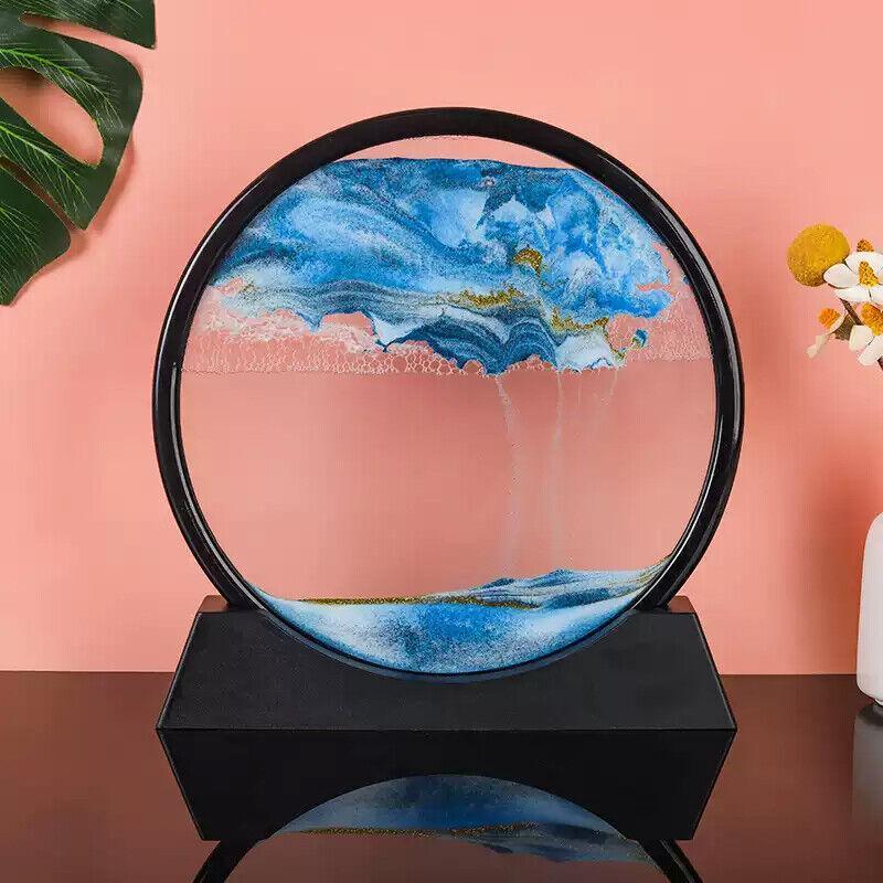 3D Deep Sea Moving Sand Art Picture Round Glass Quicksand Painting - Red - view 10