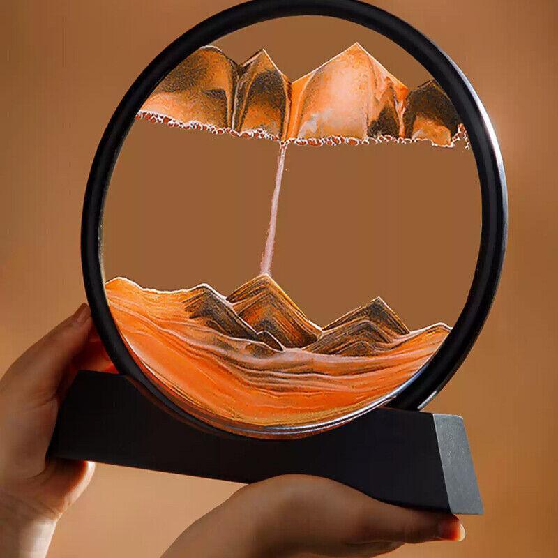3D Deep Sea Moving Sand Art Picture Round Glass Quicksand Painting - Yellow - view 11