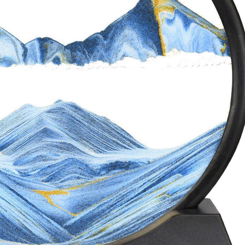 3D Deep Sea Moving Sand Art Picture Round Glass Quicksand Painting - Yellow - view 5