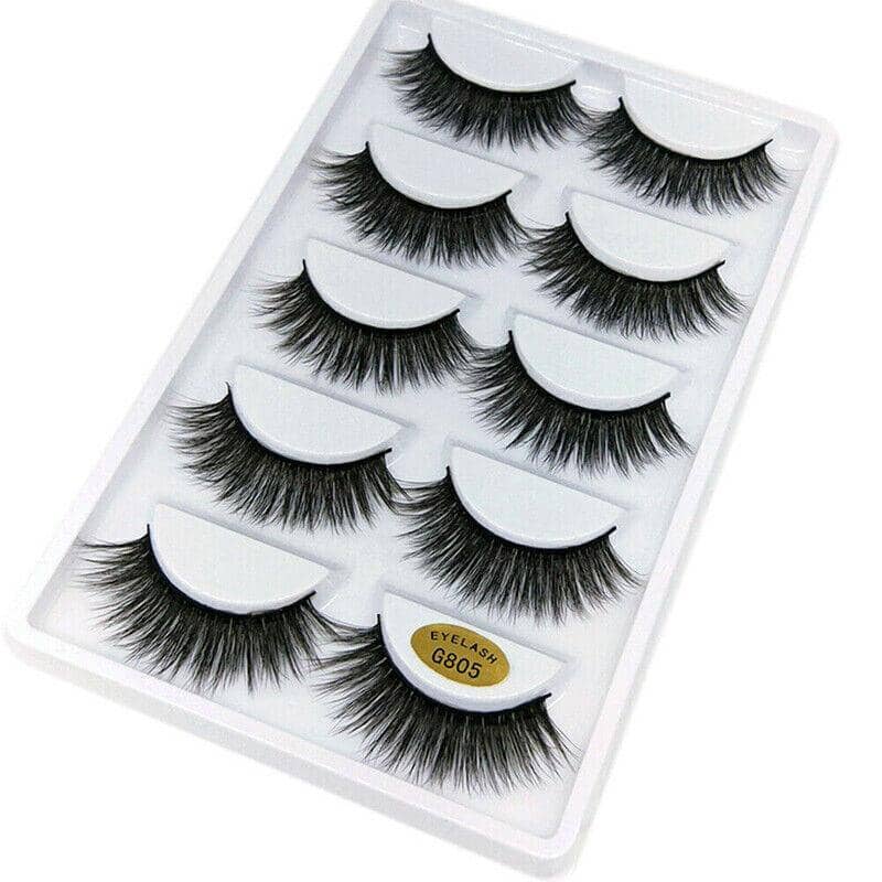 3D False Eyelashes, 5 Pairs - Full Feathered